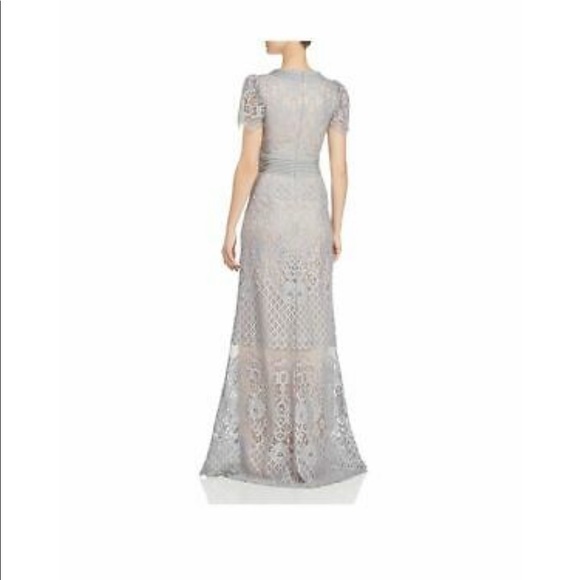 SALE Tadashi Shoji Petite V-Neck Lace Gown - Picture 7 of 8